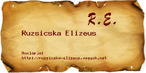Ruzsicska Elizeus névjegykártya